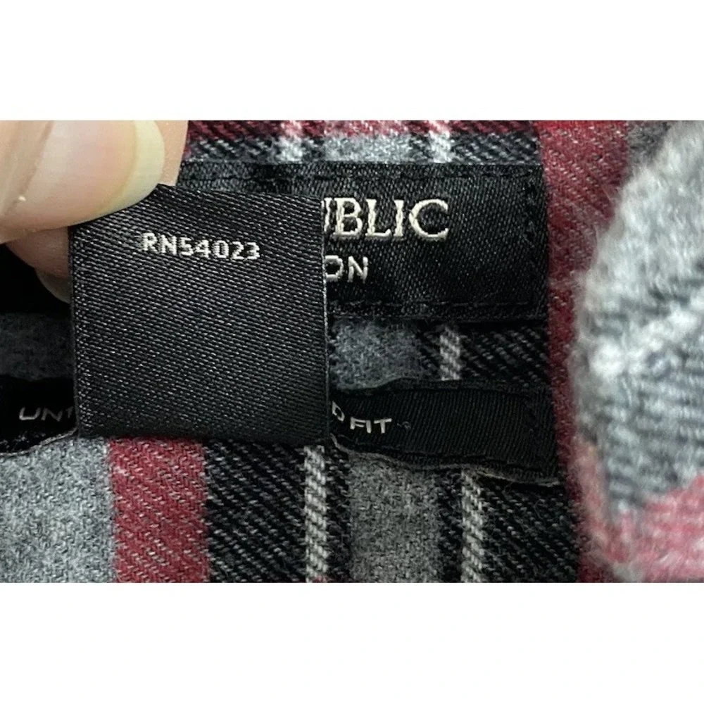 Banana Republic Men Organic‎ Plaid Long Sleeve Untucked Standard Flannel Shirt M